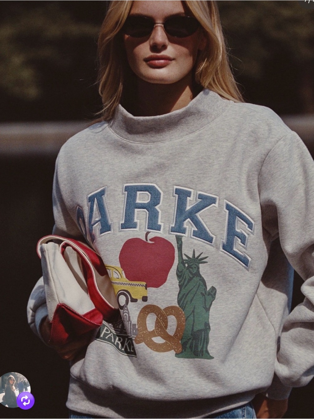 PARKE NYC Exclusive New York City Logo Mock Neck Pullover Size L/XL